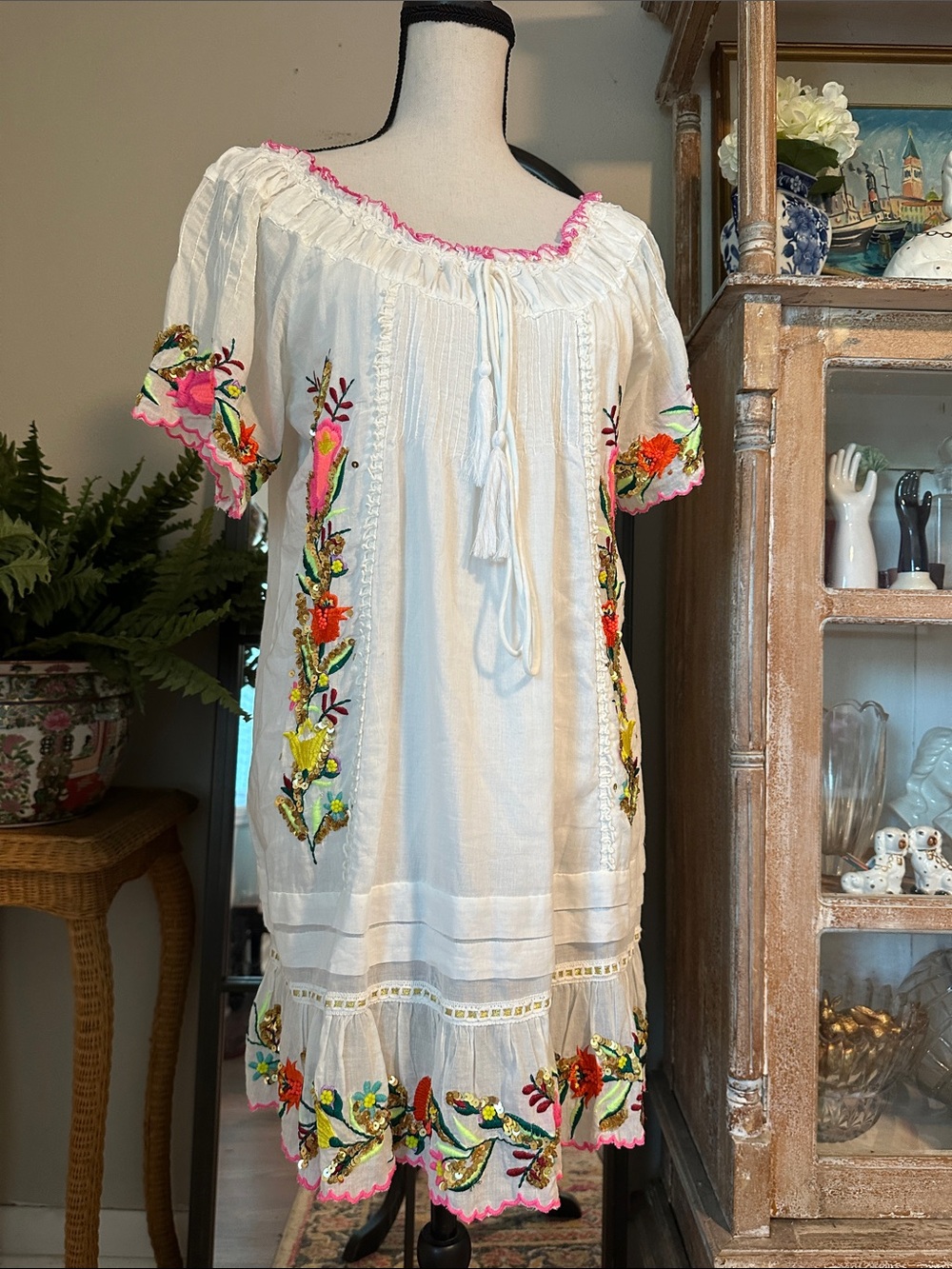 pilyq Lana embroidery mini cotton dress